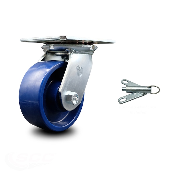 Service Caster 5 Inch Heavy Duty Solid Poly Caster with Roller Bearing and Swivel Lock SCC SCC-35S520-SPUR-BSL - main